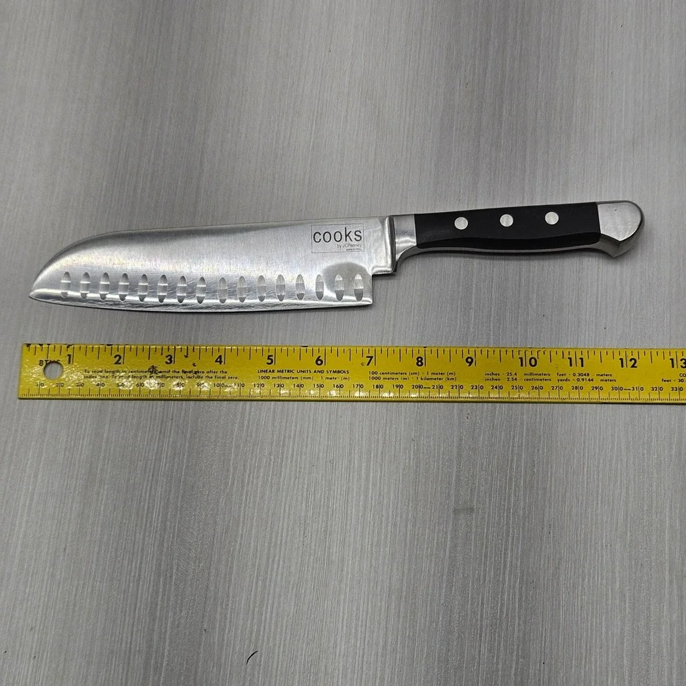 Cooks by JCPenney 7 inch Santoku Knife Stainless Steel Granton Edge Triple Rivet